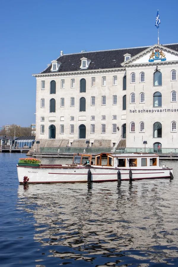 Classic 1929 Boat on Amsterdam Canal